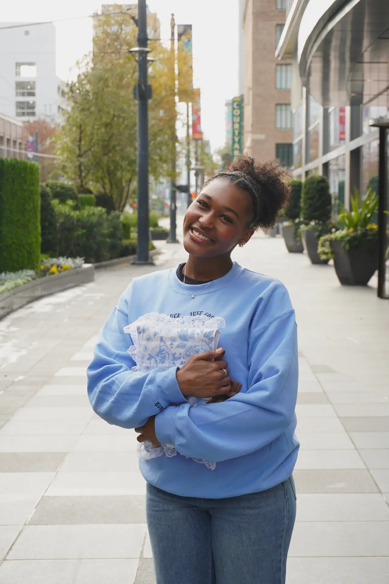 Bible Sleeve – Blue Floral with Lace & Bow - Image 3
