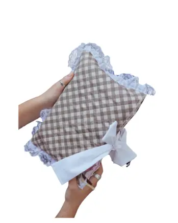 Bible Sleeve – Brown Gingham with Lace & Bow